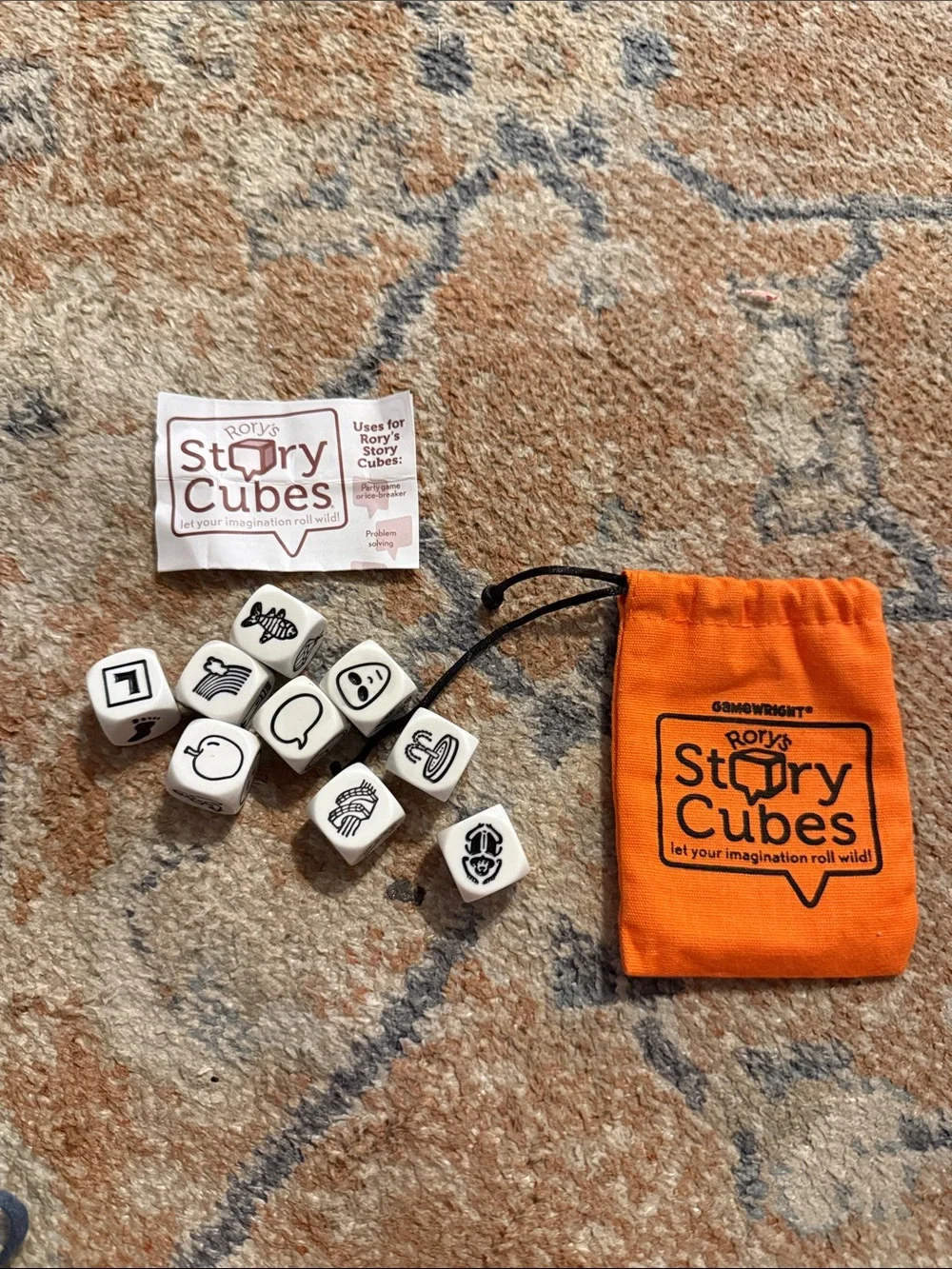 Orange Pouch with White Icon Dice